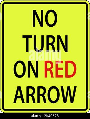 No Turn On Red Arrow Sign On White Background Stock Vector