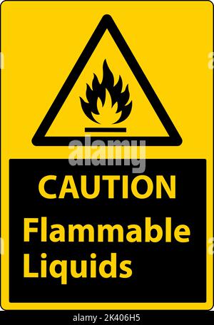 Caution Flammable Liquids Sign On White Background Stock Vector