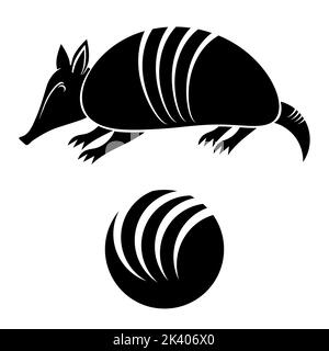 Armadillo Silhouette Icon Isolated on White Background. Wild Animal Symbol Stock Photo