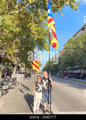 Barcelona, Spain. 11th Sep, 2022. Pro-independence activists holding ...