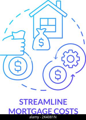 Streamline mortgage costs blue gradient concept icon Stock Vector