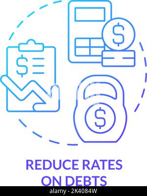Reduce rates on debts blue gradient concept icon Stock Vector