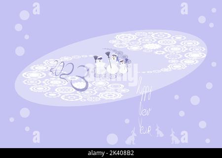 Greeting card invitation to the celebration of the new year 2023, the year of the black rabbit Stock Vector