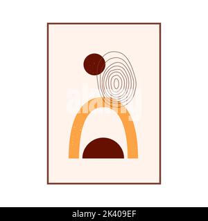 One abstract poster with geometric shapes and hand-drawn lines. Stock Vector