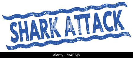 SHARK ATTACK text written on blue lines stamp sign. Stock Photo