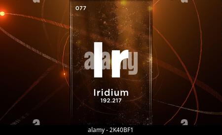 Iridium (Ir) symbol chemical element of the periodic table, 3D animation on atom design background Stock Photo