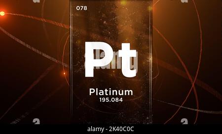 Platinum (Pt) symbol chemical element of the periodic table, 3D animation on atom design background Stock Photo