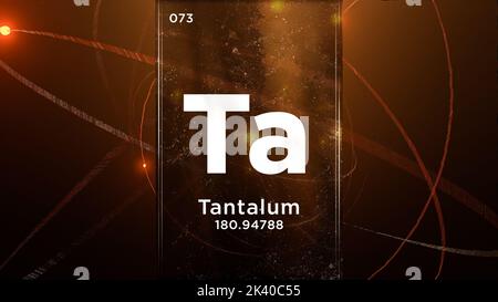 Tantalum (Ta) symbol chemical element of the periodic table, 3D animation on atom design background Stock Photo