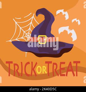 square card with witch hat halloween vector Stock Vector
