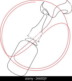 Nasal spray prohibition sign. Continuous line drawing. Vector illustration Stock Vector