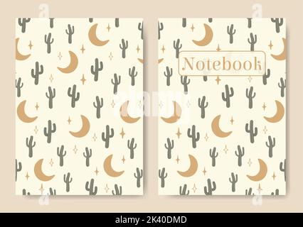Universal desert pastel colored template for notebook cover. Stock Vector