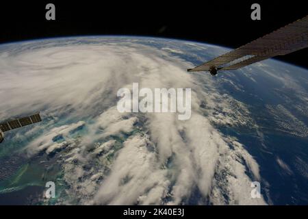 CARIBBEAN SEA - 26 September 2020 - Astronauts on the International Space Station captures this dramatic image of Hurricane Ian heading towards the co Stock Photo