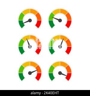 speedometer 6 different position icon vector for graphic design, logo, website, social media, mobile app, UI Stock Vector
