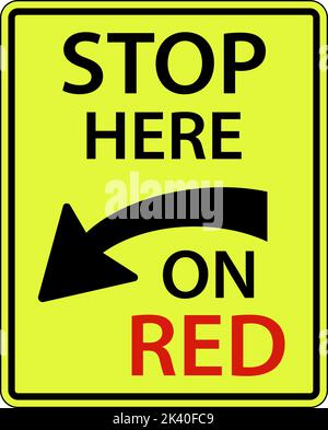 Stop Here on Red Sign On White Background Stock Vector