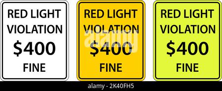 Red Light Photo Violation Fine Sign Stock Vector