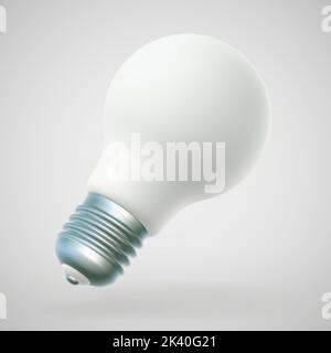 3D LED white light bulb on gray background. Stock Vector