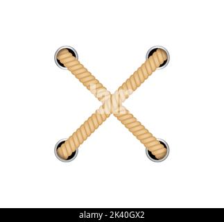 Nautical loops. Vector knots for rope. Realistic knot round and square borders. Marine ropes Stock Vector