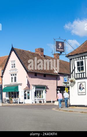 16th century The Essex Rose Tea House and Marlborough Pub, High Street, Dedham, Essex, England, United Kingdom Stock Photo