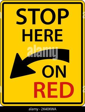 Stop Here on Red Sign On White Background Stock Vector