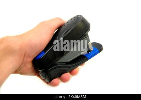 Black professional stapler isolated on white background stock photo Stock Photo