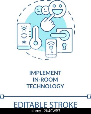 Implement in-room technology turquoise concept icon Stock Vector
