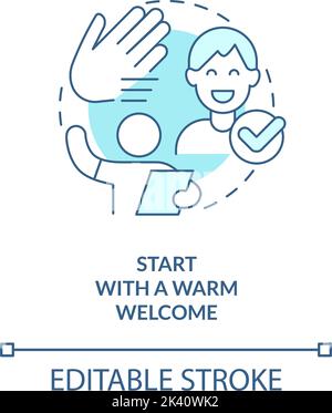 Start with warm welcome turquoise concept icon Stock Vector