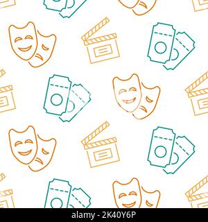 Cinema seamless pattern with icons Stock Vector