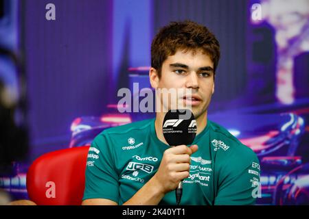 Singapore. 29th Sep, 2022. STROLL Lance (can), Aston Martin F1 Team AMR22, portrait, press conference during the Formula 1 Singapore Airlines Singapore Grand Prix 2022, 17th round of the 2022 FIA Formula One World Championship from September 30 to October 02, 2022 on the Marina Bay Street Circuit, in Singapore - Photo Antonin Vincent/DPPI Credit: DPPI Media/Alamy Live News Stock Photo