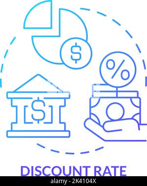 Discount rate blue gradient concept icon Stock Vector