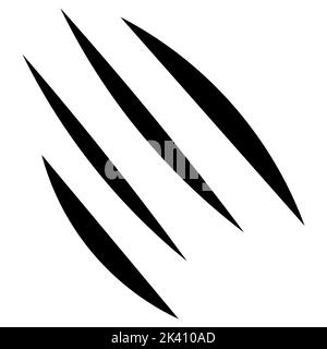 Scratch. Silhouette of claw marks. Vector illustration. Awful footprint of a wild beast. A crack in the wall. Outline on an isolated white background. Stock Vector