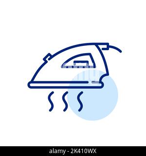 Iron icon. Pressing clothes and doing laundry. Home electrical appliance. Pixel perfect, editable stroke line Stock Vector