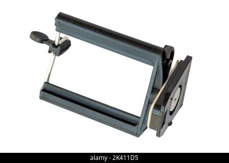 Mobile phone holder headset section on white isolated background Stock Photo