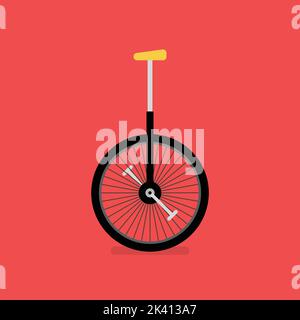 One wheel circus bicycle. Unicycle amusement show vehicle. Vector illustration Stock Vector