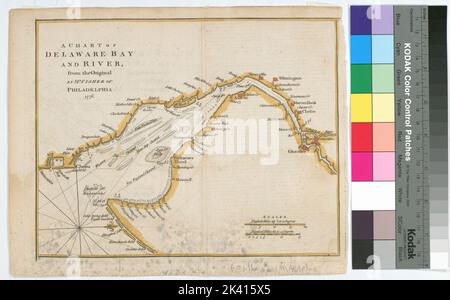 A chart of Delaware Bay and River Fisher, Joshua, 1707-1783. Cartographic. Maps. 1779. Lionel Pincus and Princess Firyal Map Division. Delaware River (N.Y.-Del. and N.J.), Delaware Bay (Del. and N.J.) Stock Photo