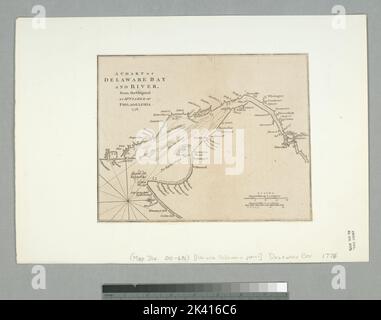 A chart of Delaware Bay and River Cartographic. Maps. 1779. Lionel Pincus and Princess Firyal Map Division. New York (N.Y.), New Jersey, Delaware River (N.Y.-Del. and N.J.), Delaware, Delaware Bay (Del. and N.J.) Stock Photo