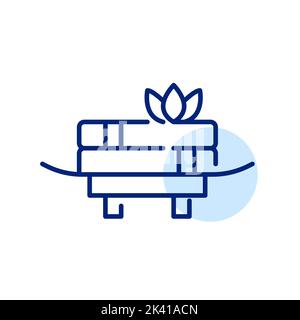 Spa icons. Set of towels with lotus flower. Pixel perfect, editable stroke line icon Stock Vector