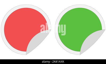 Stiker round paper curl corner red green, stick folded icon logo Stock Vector