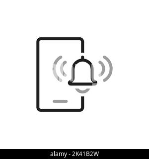 Simple linear vector icon related to mobile phone notification. Line icons about notification. Interface elements. Stock Vector