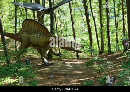 Model of a dinosaur in Dino Parc in Rasnov, Romania Stock Photo