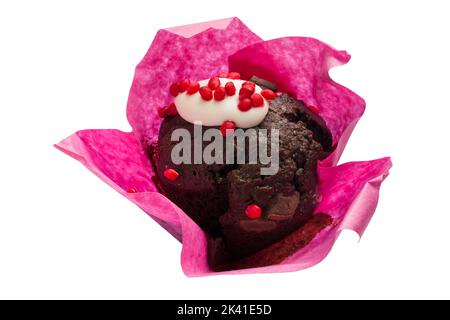 Black Forest Muffin by Sainsbury's from Sainsbury's in-store bakery isolated on white background Sainsburys Stock Photo