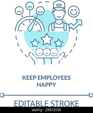Keep employees happy turquoise concept icon Stock Vector