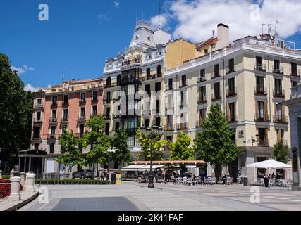 Spain, Madrid. Apartmnent Building Facing the Plaza de Oriente. Stock Photo