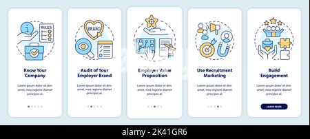 Employer branding process onboarding mobile app screen Stock Vector