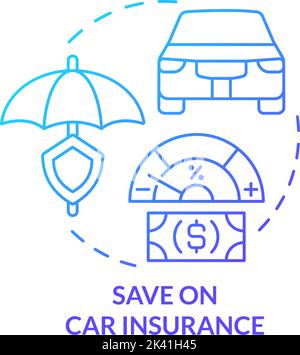 Save on car insurance blue gradient concept icon Stock Vector