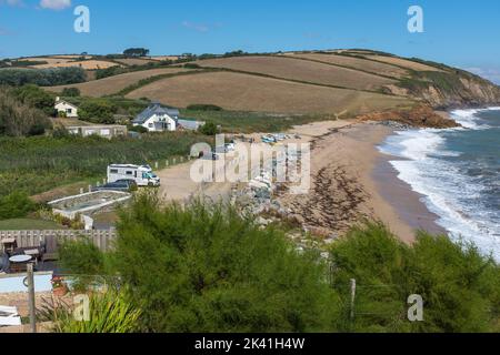 The village of Hallsands in late summer sunshine at Start Bay in the South Hams, Devon, UK Stock Photo