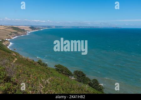 Late summer sunshine at Start Bay in the South Hams, Devon, UK Stock Photo