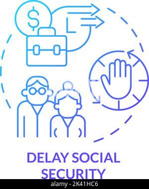 Delay social security blue gradient concept icon Stock Vector