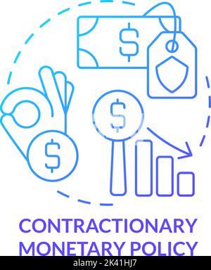 Contractionary monetary policy blue gradient concept icon Stock Vector