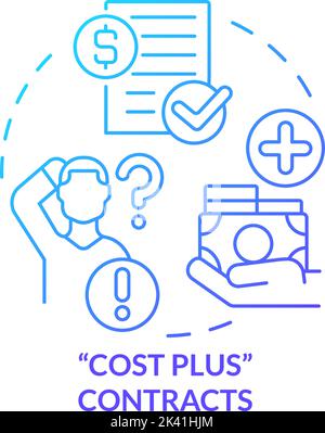 Cost plus contracts blue gradient concept icon Stock Vector