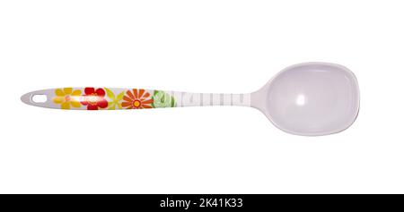 A plastic soup spoon isolated on white Stock Photo